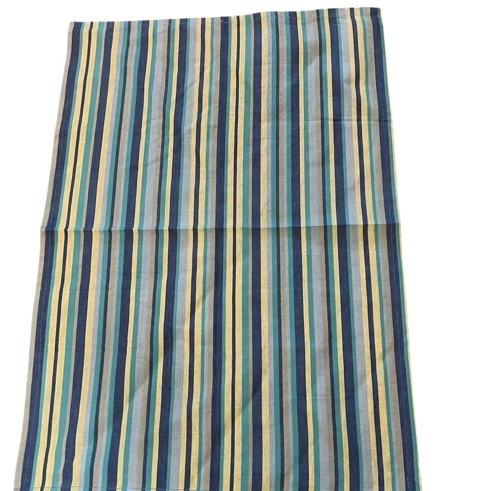 NWT Set of 4 Tag Ltd Aqua & Lime Green Cabana Stripe Cotton Dish Towels 430870
